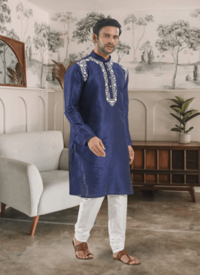 Blue kurta churidar indian ethnic wear for men's 2