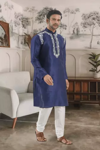 Blue kurta churidar indian ethnic wear for men's