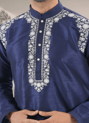 Blue kurta churidar indian ethnic wear for men's 3