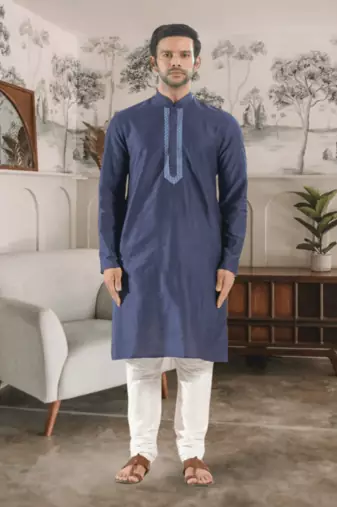 Blue kurta churidar indian ethnic wear for men's