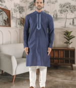 Blue kurta churidar indian ethnic wear for men's