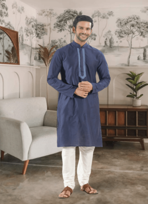 Blue kurta churidar indian ethnic wear for men's 2