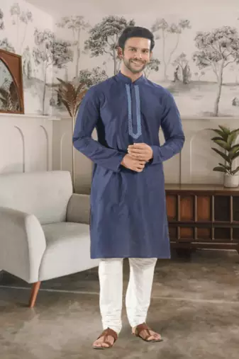 Blue kurta churidar indian ethnic wear for men's