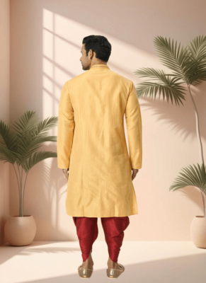 Cotton yellow kurta patiala for men"s 4