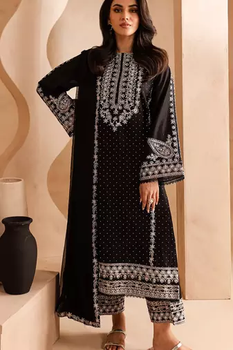 Black georgette fabric designer embroidery work ceremonial salwar kameez