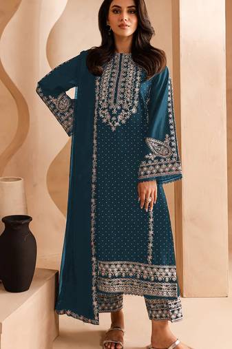 Rama georgette fabric designer embroidery work ceremonial salwar kameez