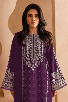 Purple georgette fabric embroidery work ceremonial salwar kameez 2