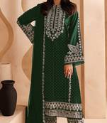 Green georgette fabric designer embroidery work ceremonial salwar kameez