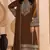 Brown georgette fabric embroidery work ceremonial salwar kameez