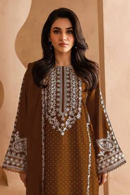 Brown georgette fabric embroidery work ceremonial salwar kameez 2