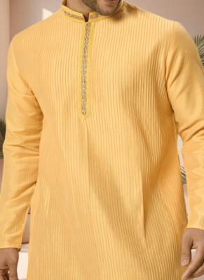 Cotton yellow kurta patiala for men"s 3