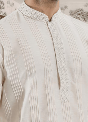 White kurta churidar indian ethnic wear for men's 4