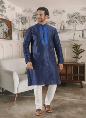 Blue kurta churidar indian ethnic wear for men's 1