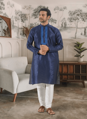 Blue kurta churidar indian ethnic wear for men's 2