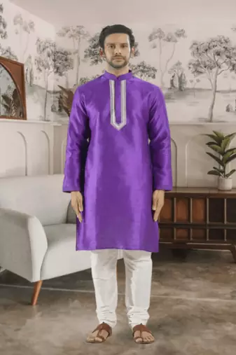 Purple kurta churidar indian ethnic wear for men's