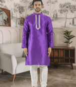 Purple kurta churidar indian ethnic wear for men's