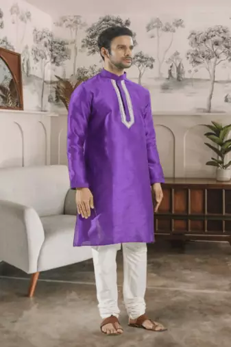 Purple kurta churidar indian ethnic wear for men's