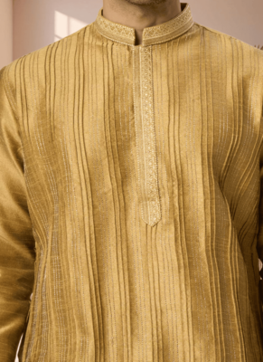 Yellow cotton kurta patiala for men"s 3