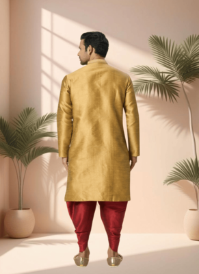 Yellow cotton kurta patiala for men"s 4