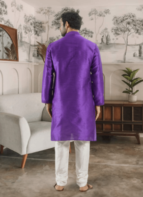 Purple kurta churidar indian ethnic wear for men's 4