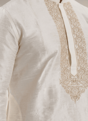 White kurta churidar indian ethnic wear for men's 3