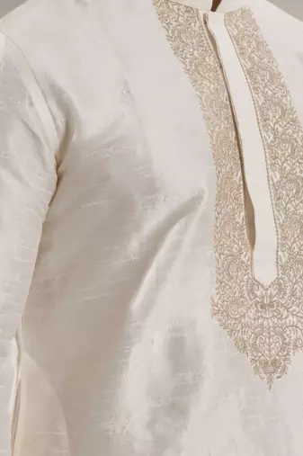 White kurta churidar indian ethnic wear for men's