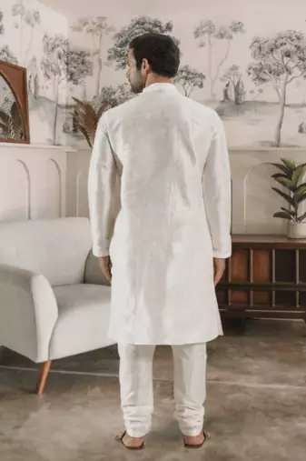 White kurta churidar indian ethnic wear for men's