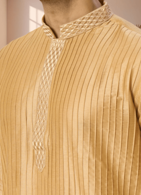 Yellow cotton kurta patiala for men"s 3