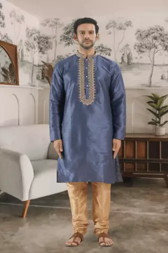 Grey kurta churidar indian ethnic wear for men's