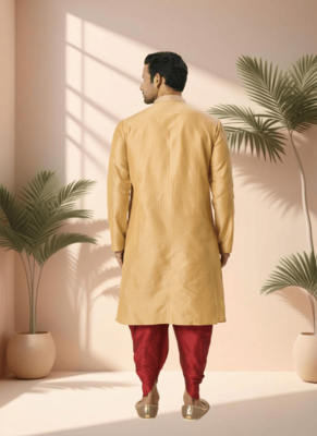 Yellow cotton kurta patiala for men"s 4