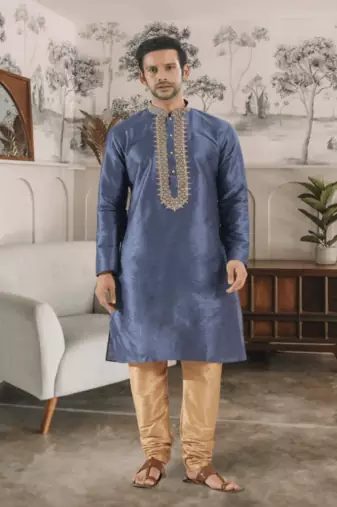 Grey kurta churidar indian ethnic wear for men's