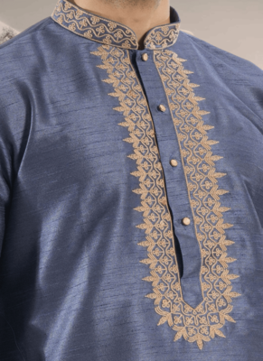 Grey kurta churidar indian ethnic wear for men's 3