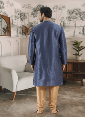 Grey kurta churidar indian ethnic wear for men's 4
