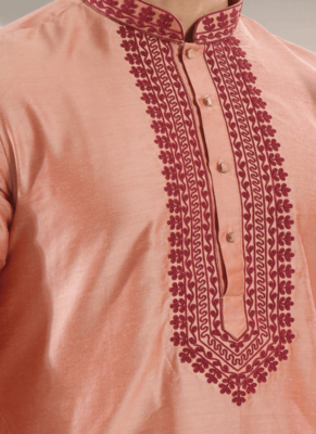 Orange kurta churidar indian ethnic wear for men's 3
