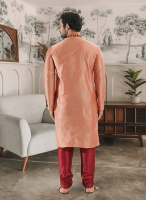 Orange kurta churidar indian ethnic wear for men's 4