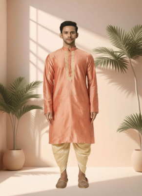 Ps orange kurta patiala for men"s 1