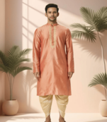 Ps orange kurta patiala for men"s