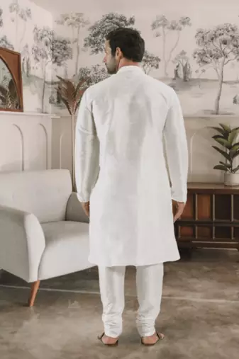 White kurta churidar indian ethnic wear for men's