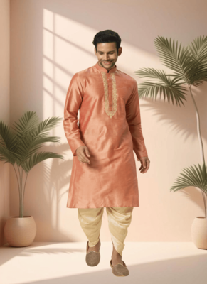 Ps orange kurta patiala for men"s 2