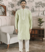 Green kurta churidar indian ethnic wear for men's