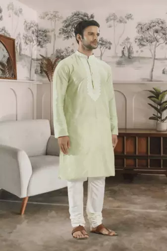 Green kurta churidar indian ethnic wear for men's