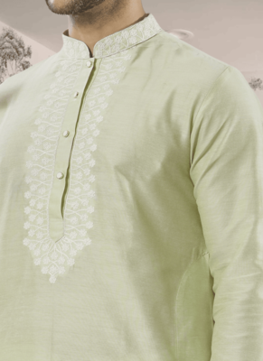 Green kurta churidar indian ethnic wear for men's 3