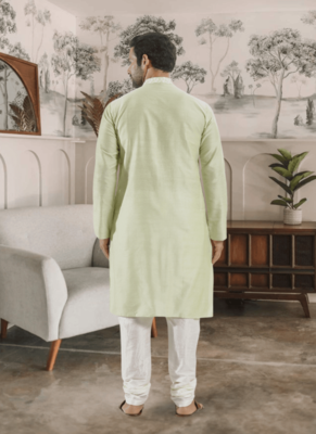 Green kurta churidar indian ethnic wear for men's 4