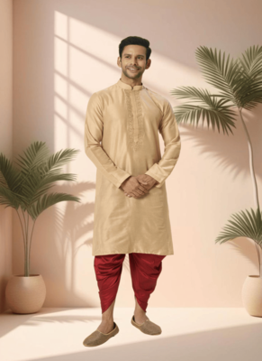 Ps fawn kurta patiala for men"s 2
