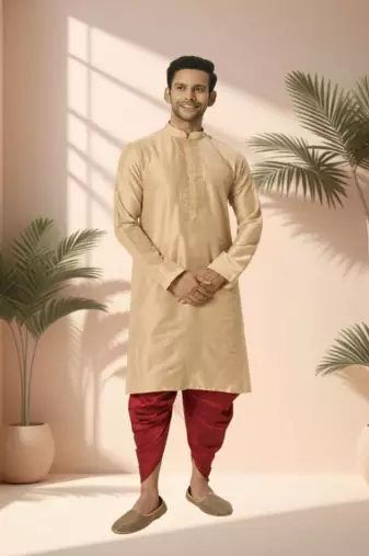 Ps fawn kurta patiala for men"s