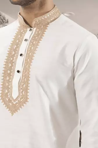 White kurta churidar indian ethnic wear for men's