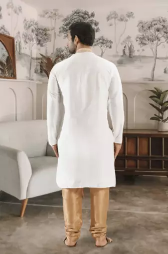 White kurta churidar indian ethnic wear for men's