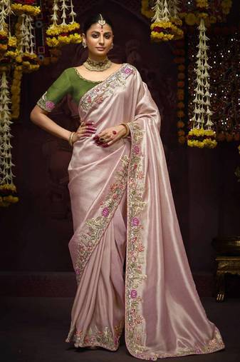 Bbay Pink Pure Banarasi Kanjivaram Heavy Work Border Designer Saree