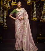 Bbay Pink Pure Banarasi Kanjivaram Heavy Work Border Designer Saree