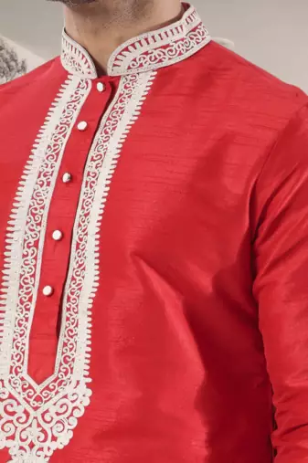Red kurta churidar indian ethnic wear for men's